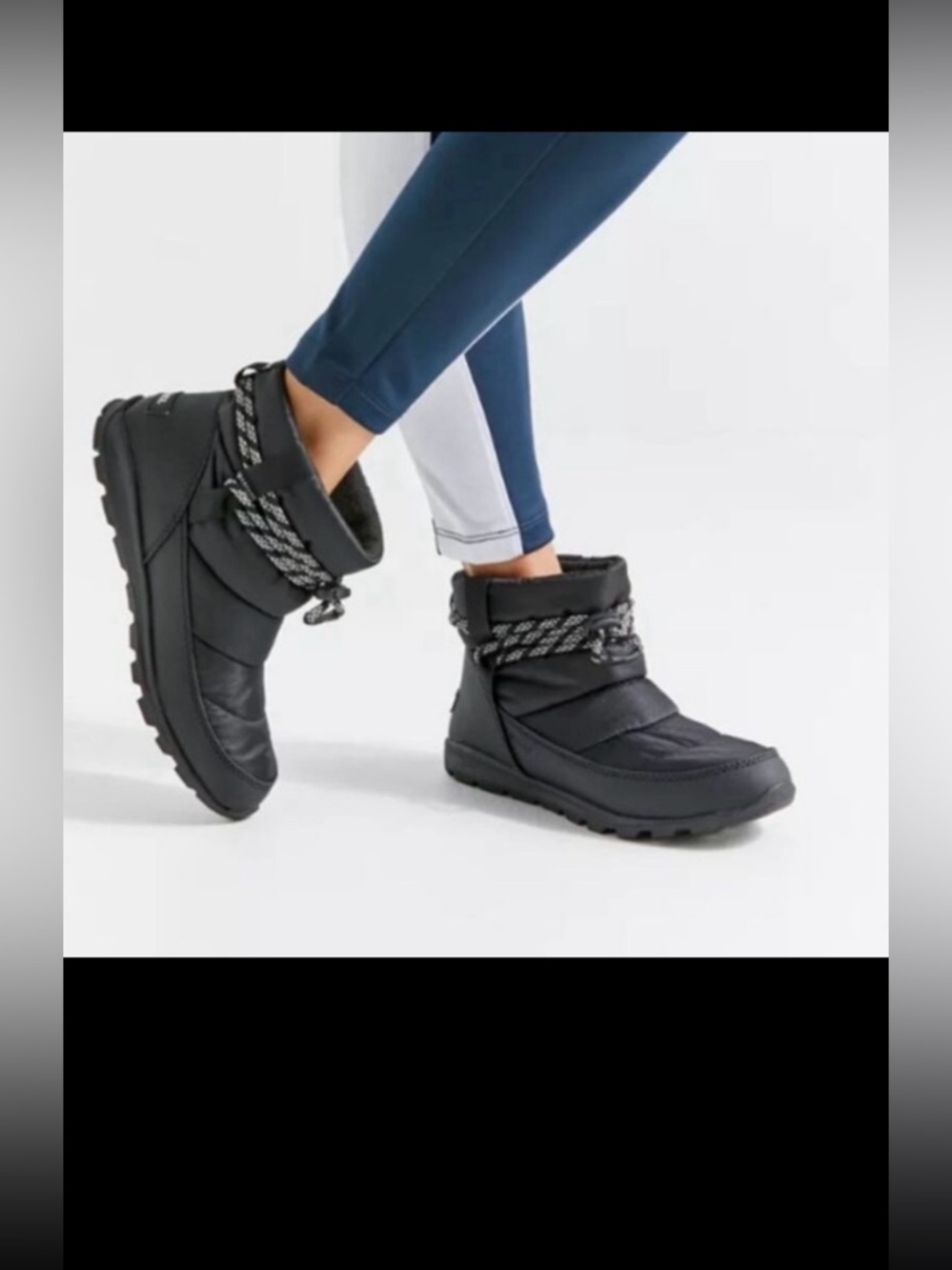 SOREL Whitney Short Camp Ankle Boot Black Nylon Puffer Winter Women's